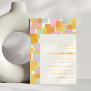 Modern Pastel Boy Girl Couples Baby Shower Invitation