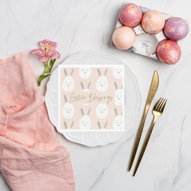 Modern Pastel Bunny Egg Pattern | Easter Blessings Napkin (Creator Uploaded)
