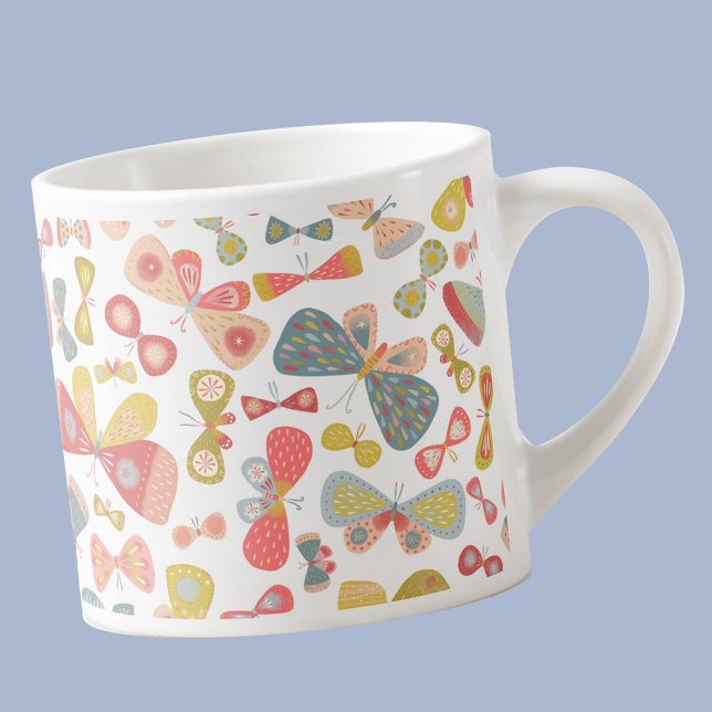 Modern Pastel Butterfly Espresso Cup (Modern pastel butterfly pattern  espresso cup)