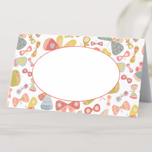 Modern Pastel Butterfly Pattern Place Card