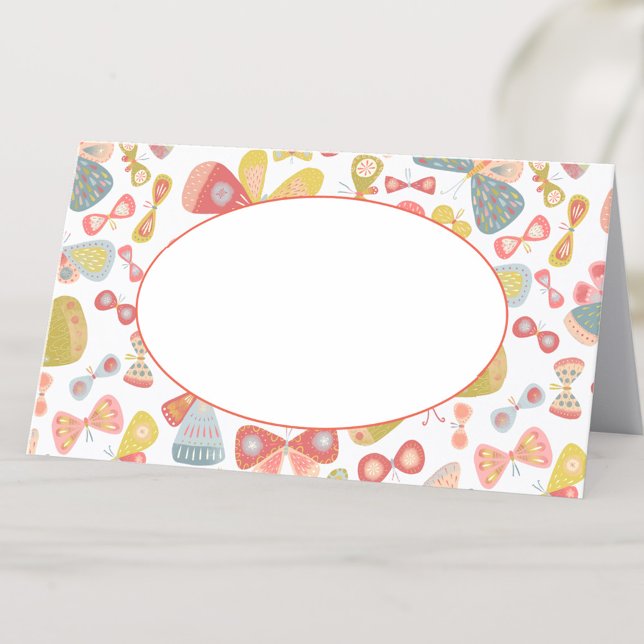 Modern Pastel Butterfly Pattern Place Card (Modern butterfly pattern place name card)