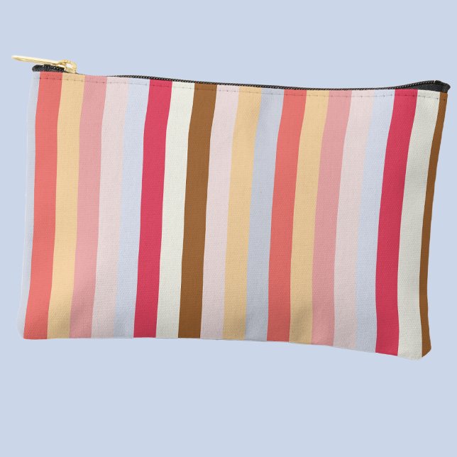 Modern Pastel Candy Stripe Accessory Pouch (Modern pastel candy stripe zip bag)