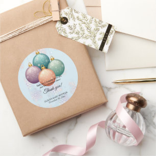 Modern Pastel Christmas Ornament Baby Shower Classic Round Sticker