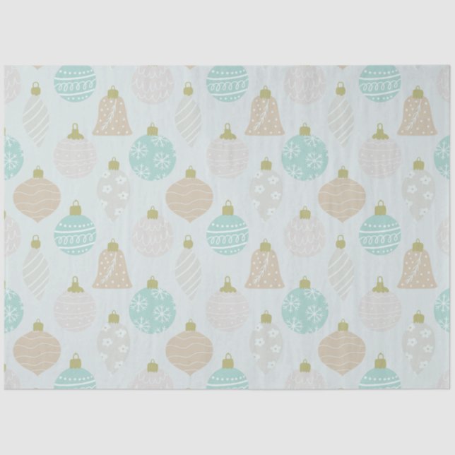 Modern Pastel Christmas Ornaments Green Christmas Tissue Paper (Front)