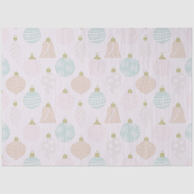 Modern Pastel Christmas Ornaments Pink Christmas Tissue Paper (Front)