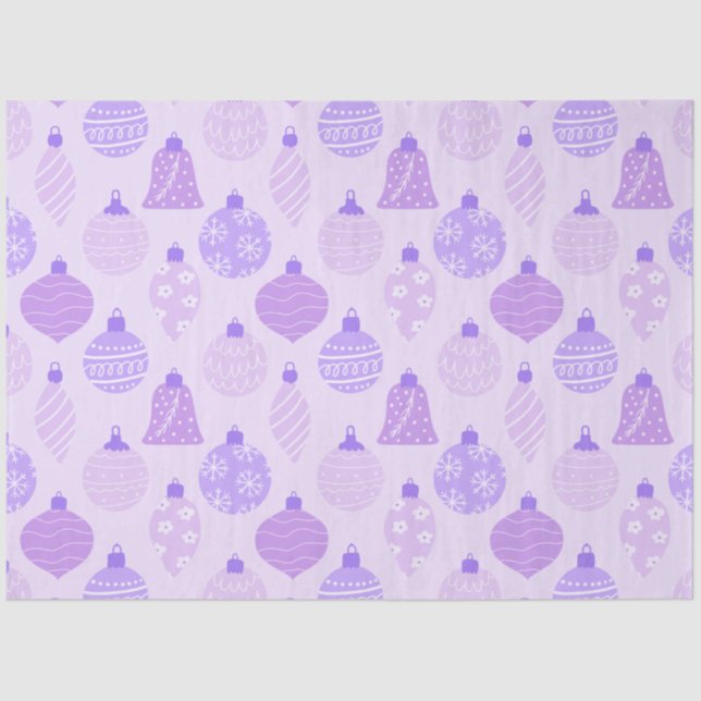 Modern Pastel Christmas Ornaments Purple Christmas Tissue Paper (Front)