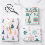 Modern Pastel Christmas Patterns Wrapping Paper Sheet<br><div class="desc">Selection of 3 modern pastel Christmas patterns including christmas trees and snowflakes.</div>