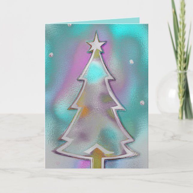 Modern Pastel Christmas Tree Holiday Card (Front)