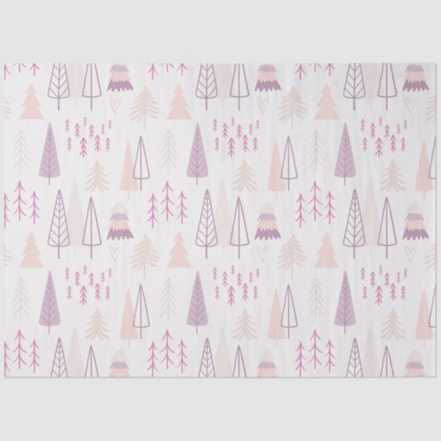 Modern Pastel Christmas Trees Pink Christmas Tissue Paper (Front)