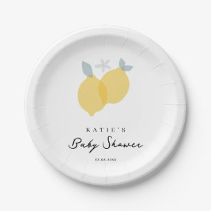 Modern Pastel Citrus Lemons Baby Shower  Paper Plate