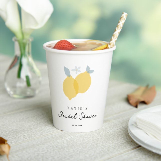 Modern Pastel Citrus Lemons Bridal Shower  Paper Cups (Insitu)