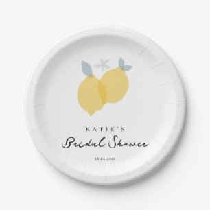 Modern Pastel Citrus Lemons Bridal Shower  Paper Plate