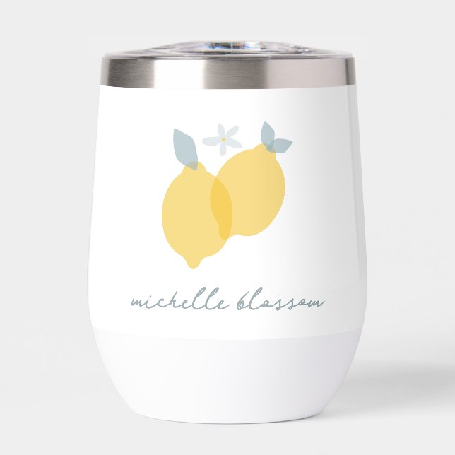 Modern Pastel Citrus Lemons Pattern Custom Name (Front)