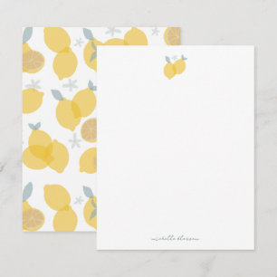Modern Pastel Citrus Lemons Pattern Custom Name Card