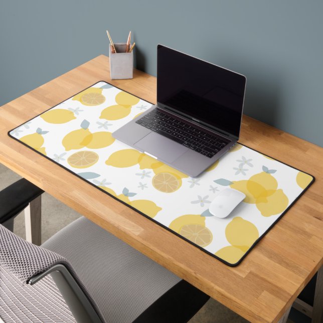 Modern Pastel Citrus Lemons Pattern Desk Mat (Office 2)