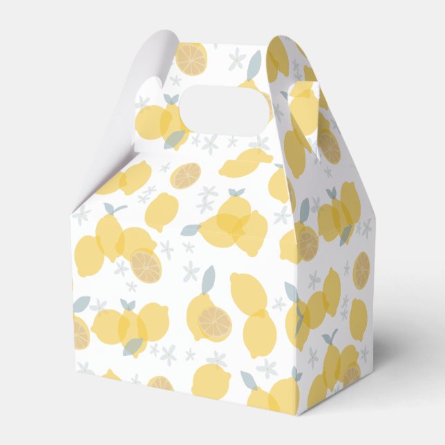 Modern Pastel Citrus Lemons Pattern Favour Box (Front Side)