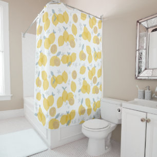 Modern Pastel Citrus Lemons Pattern Shower Curtain
