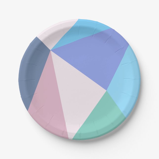 Modern pastel colour triangle Paper Plate (Front)
