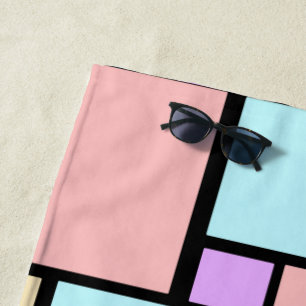 Modern Pastel coloured rectangle design Beach Towel