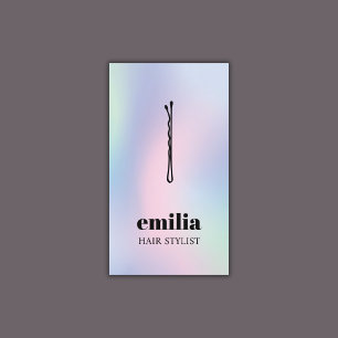 Modern Pastel Colourful Black Hair Pin Salon Business Card