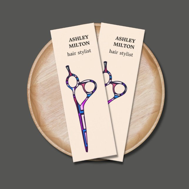Modern Pastel Colourful Scissors Hairdresser Mini Business Card (Creator Uploaded)