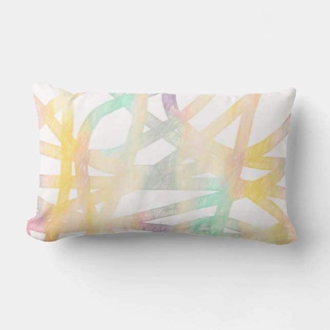 modern pastel colours abstract  painted design art lumbar cushion (Front)