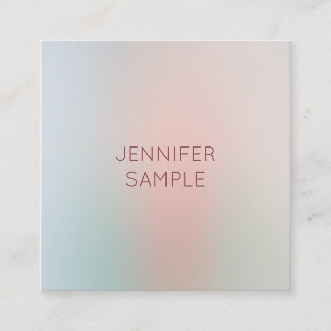 Modern Pastel Colours Simple Design Elegant Trendy Square Business Card (Front)