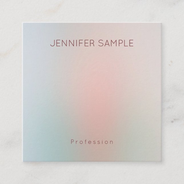 Modern Pastel Colours Simple Design Trendy Templat Square Business Card (Front)