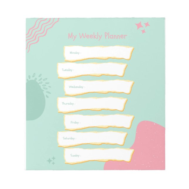 Modern Pastel Colours Weekly Planner Notepad (Front)
