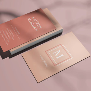Modern Pastel Coral Monogram Business Card