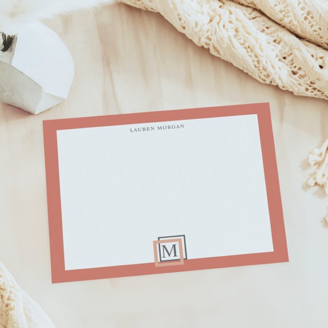Modern Pastel Coral Monogram Personalised Notepad (Creator Uploaded)