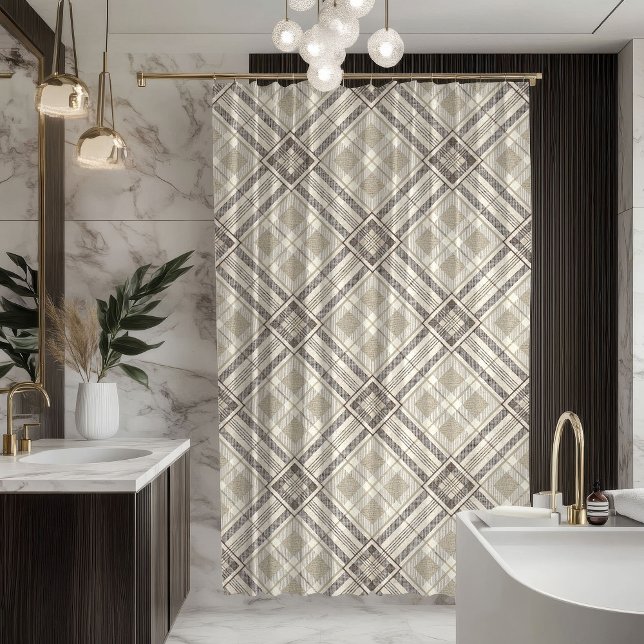 Modern Pastel Curtain Neutral Geometry for Bath (Modern Pastel Curtain Neutral Geometry for Bath)