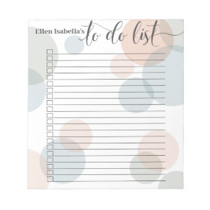 Modern Pastel Dots and Calligraphy To DO List Notepad