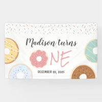 Modern Pastel Doughnuts and Sprinkles First Birthd