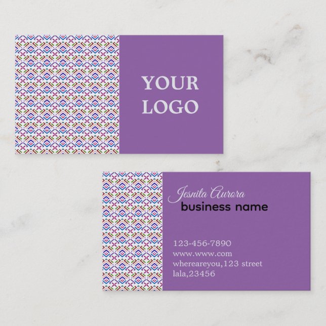 Modern Pastel Ethnic Geometric Diamond Pattern Business Card (Front/Back)