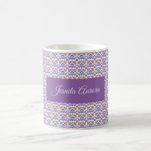 Modern Pastel Ethnic Geometric Diamond Pattern Coffee Mug