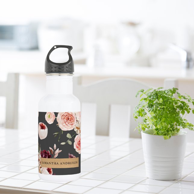 Modern Pastel Flowers & Kraft Personalised Gift 532 Ml Water Bottle (Creator Uploaded)