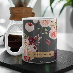 Modern Pastel Flowers & Kraft Personalised Gift Coffee Mug