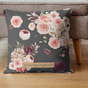 Modern Pastel Flowers & Kraft Personalised Gift Cushion
