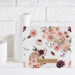 Modern Pastel Flowers & Kraft Personalised Gift Cutting Board