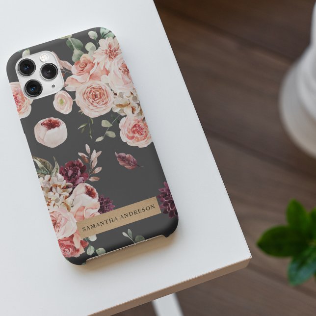 Modern Pastel Flowers & Kraft Personalised Gift iPhone Case (Creator Uploaded)