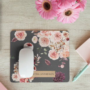 Modern Pastel Flowers & Kraft Personalised Gift Mouse Pad