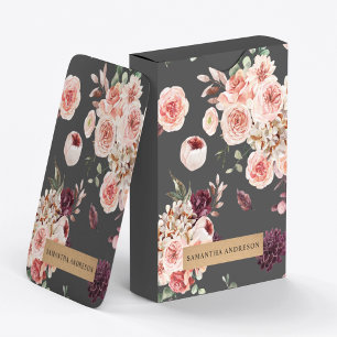Modern Pastel Flowers & Kraft Personalised Gift Playing Cards