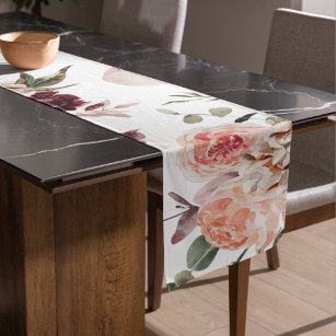 Modern Pastel Flowers & Kraft Personalised Gift Short Table Runner