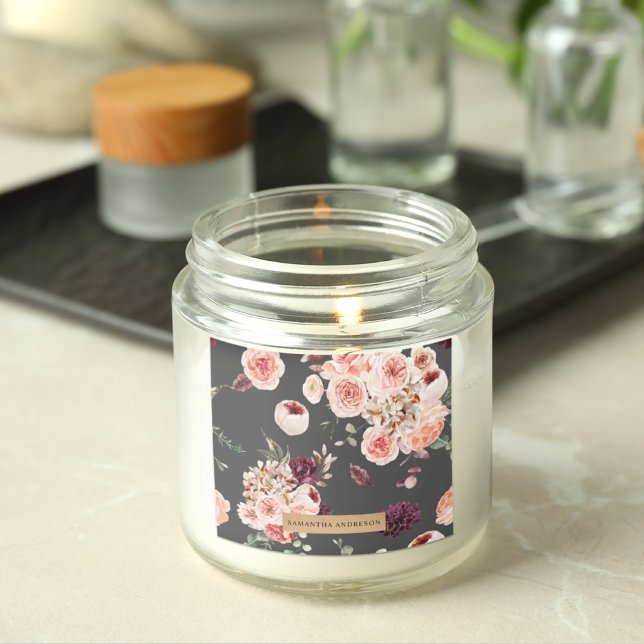 Modern Pastel Flowers & Kraft Personalised Gift Square Sticker (Creator Uploaded)