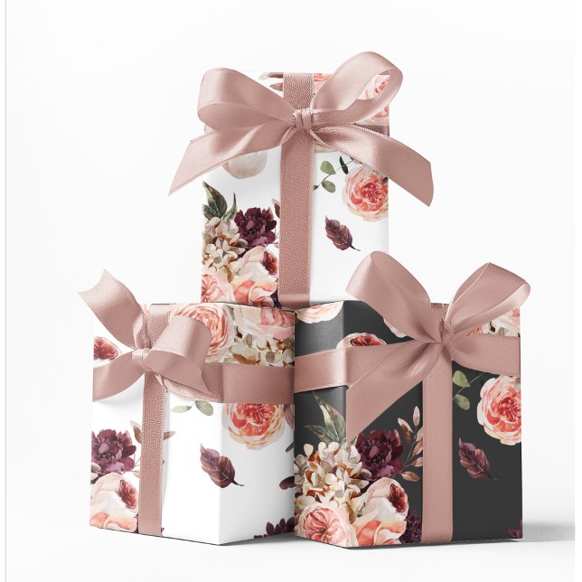 Modern Pastel Flowers & Kraft Personalised Gift Wrapping Paper Sheet (Creator Uploaded)
