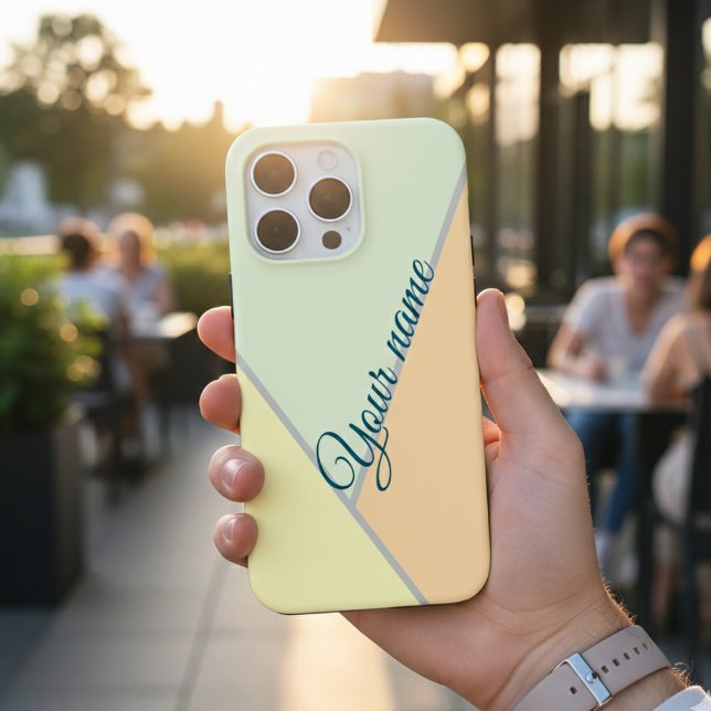 Modern Pastel Geometric Colour Block Custom Name Case-Mate iPhone Case (Creator Uploaded)
