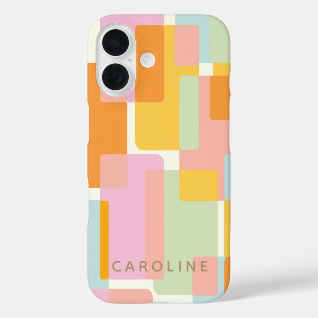 Modern Pastel Geometric Shapes Personalised Case-Mate iPhone Case (Back)