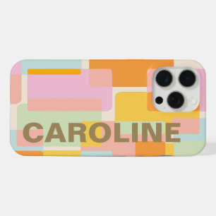 Modern Pastel Geometric Shapes Personalised iPhone 15 Pro Max Case