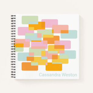 Modern Pastel Geometric Shapes Personalised Notebook